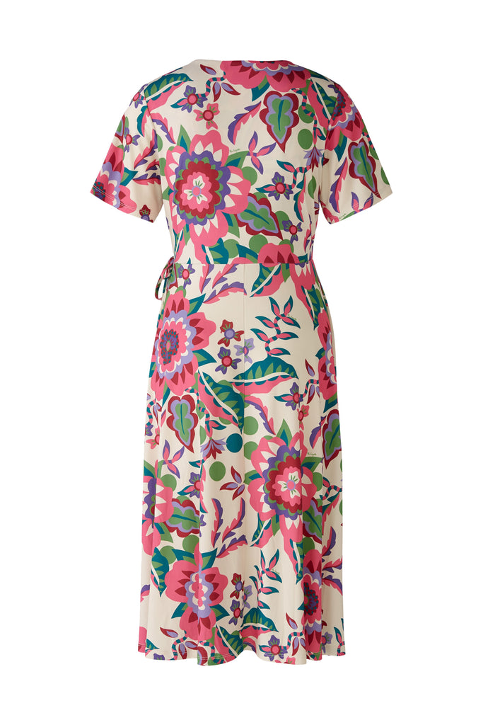 Miss Lagotte Short Sleeve Floral Wrap Style Midi Dress From Back