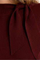 Molly Bracken burgundy jumper bow shoulder detail close-up