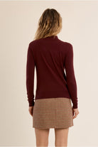 Molly Bracken burgundy fine knit bow shoulder jumper back view