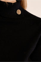 Molly Bracken black jumper gold-tone shoulder button detail close-up