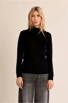 Molly Bracken black high neck fine knit jumper front view