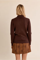 Molly Bracken brown high neck long sleeve jumper back view