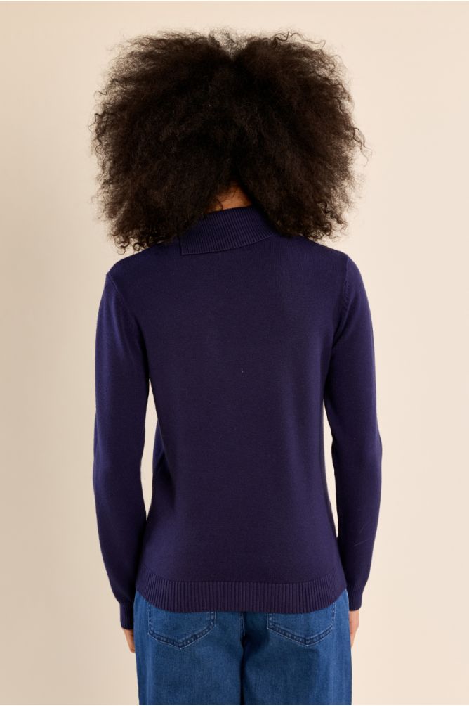 Molly Bracken purple high neck long sleeve jumper back view