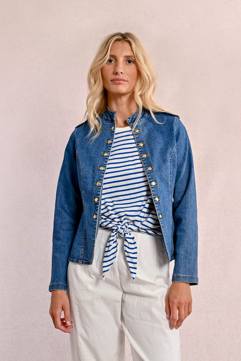 Molly Bracken Military Shirt Style Denim Jacket