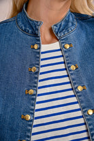 Molly Bracken Military Style Denim Jacket With Fancy Gold Buttons