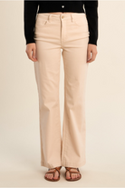 Molly Bracken beige jeans patch pocket detail straight leg