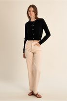 Molly Bracken beige straight leg jeans full length front