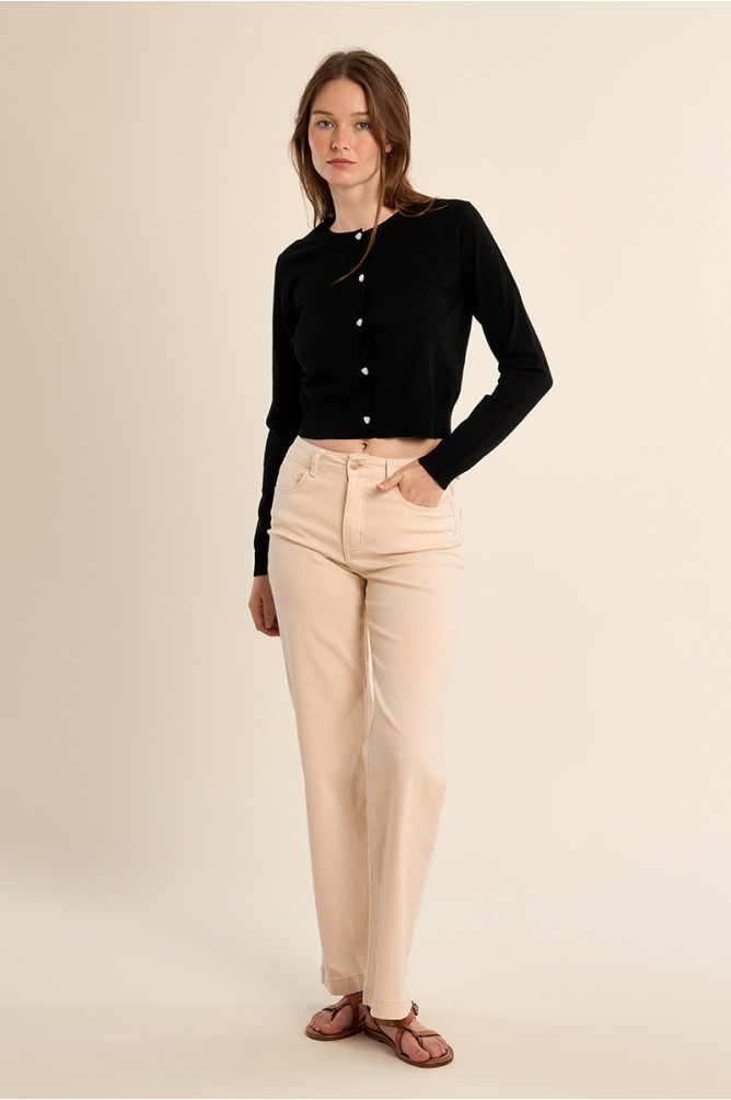 Molly Bracken beige straight leg jeans full length front