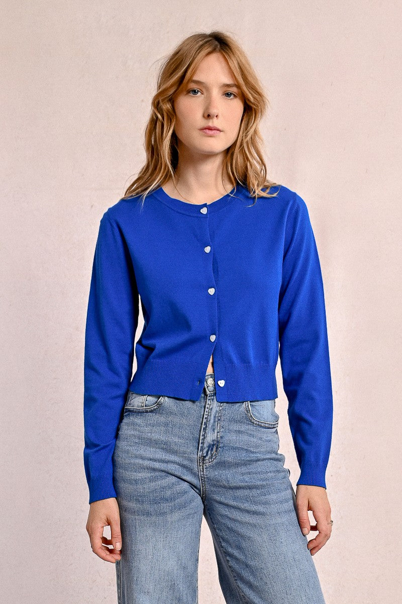 Molly Bracken Royal Blue Heart Button Cardigan