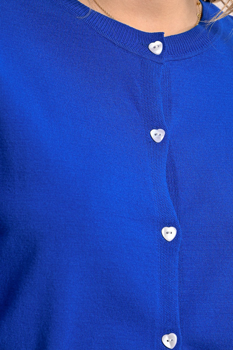 Molly Bracken Royal Blue Cardigan With Heart Buttons 