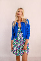 Molly Bracken Heart Button Cardigan in Sapphire Blue