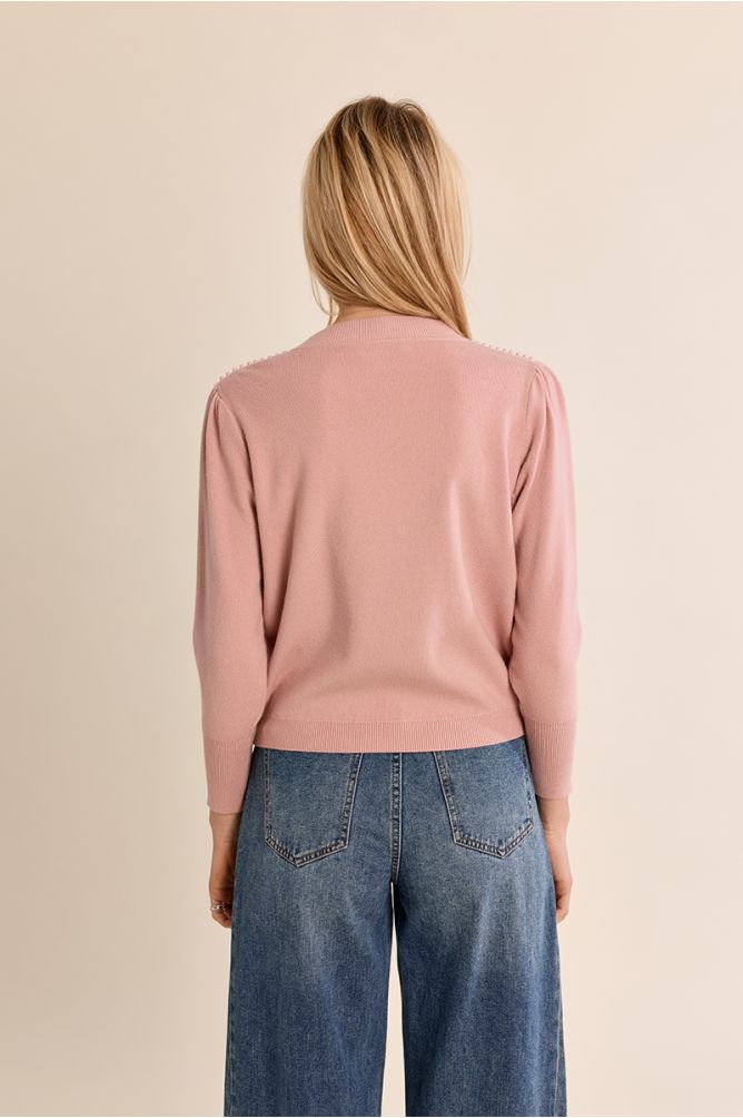 Molly Bracken dusky pink long sleeve knit jumper back view