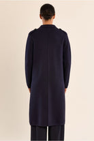 Molly Bracken navy long tailored blazer coat back view