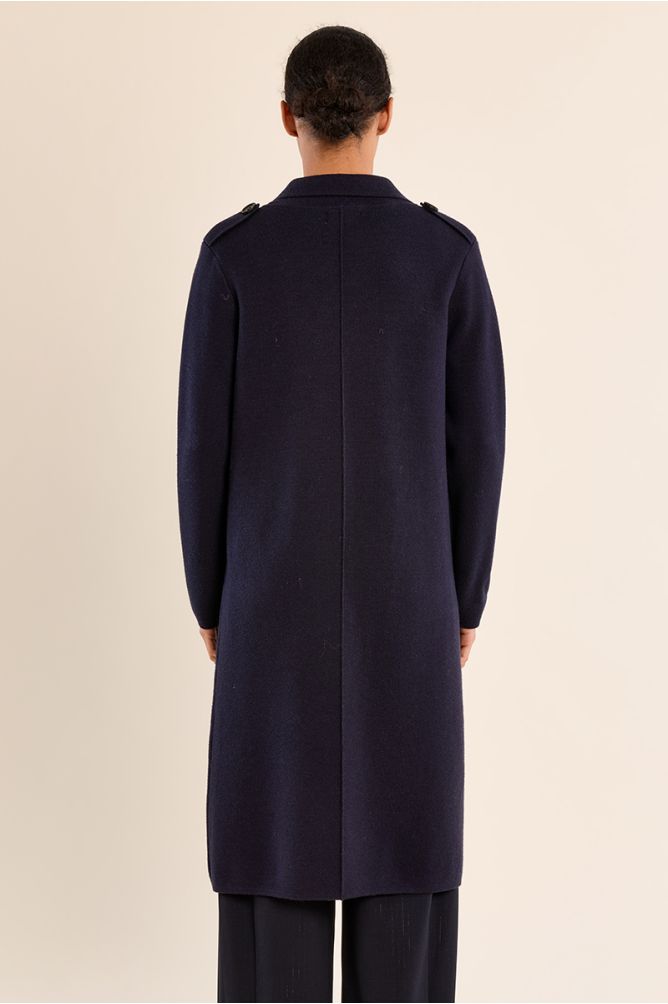 Molly Bracken navy long tailored blazer coat back view