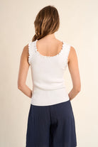 Molly Bracken white ribbed tank top back view slim fit