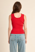 Molly Bracken red ribbed vest top back view slim fit