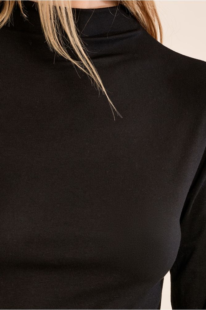 Molly Bracken black high neck top fabric detail close-up