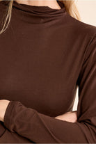 Molly Bracken brown long sleeve top fabric detail close-up