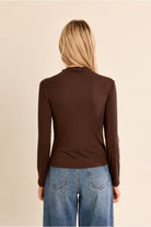 Molly Bracken brown long sleeve high neck top back view