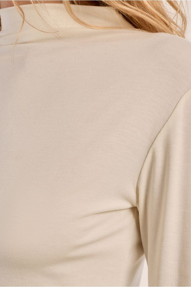 Molly Bracken cream high neck top fabric detail close-up