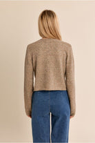 Molly Bracken beige flecked knit cardigan back view