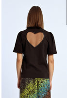 Molly Bracken Black Heart Shaped Back Short Sleeve T-Shirt 