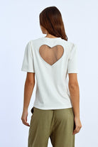 Molly Bracken Off White Heart Shaped Back T-Shirt