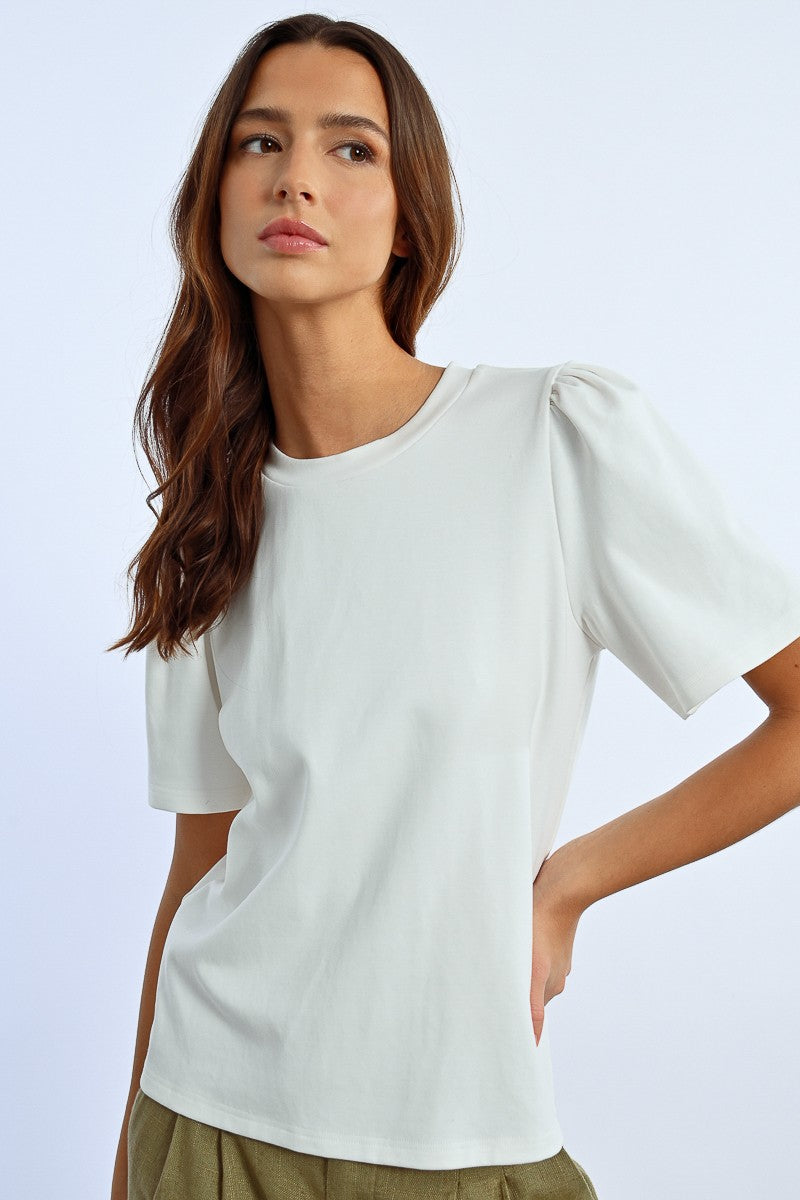 Molly Bracken Off White Short Sleeve Top With Heart Shaped Back 