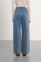 Molly Bracken embroidered heart jeans wide leg fit back full length
