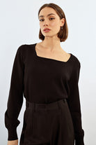 Molly Bracken Square Neck Jumper In Black