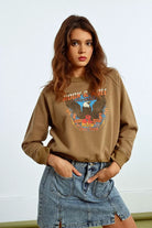 Molly Bracken Camel Rock & Roll oversized sweatshirt, front view