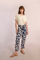 Molly Bracken Navy Paper Bag Tie Waist Trousers