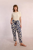 Molly Bracken Paper Bag Tie Waist Trousers In Navy