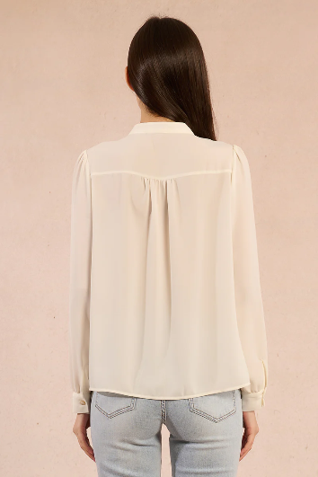 Molly Bracken cream ruffle blouse back view