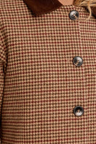 Molly Bracken red houndstooth coat with dark buttons – fabric detail