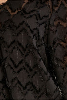 Molly Bracken black blouse tonal chevron fabric detail