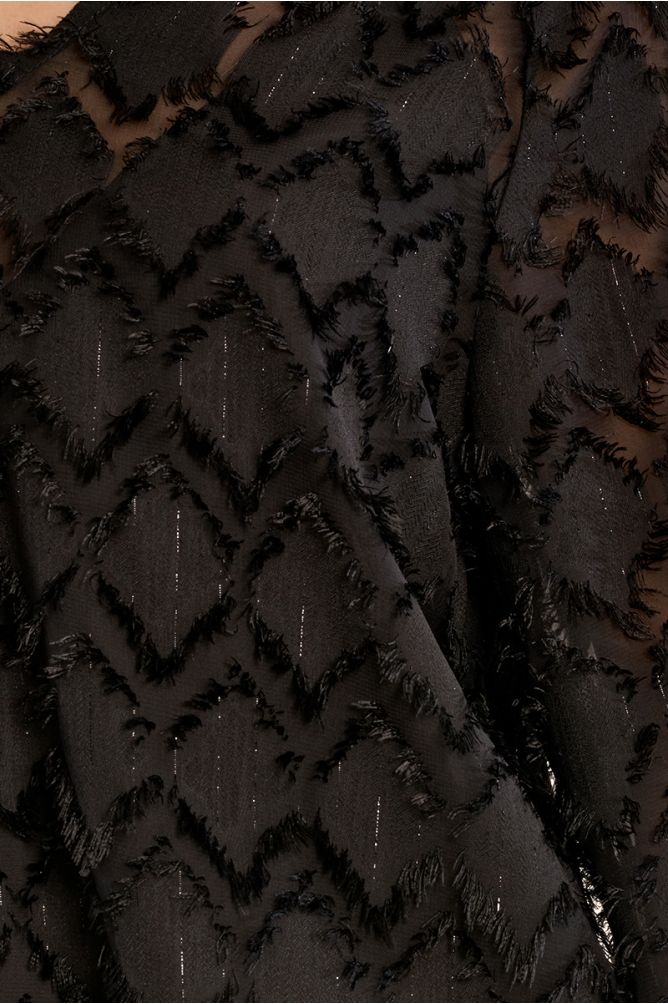 Molly Bracken black blouse tonal chevron fabric detail