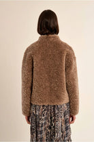 Molly Bracken brown faux sheepskin toggle jacket back view