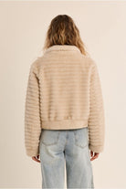 Molly Bracken cream faux fur zip-up jacket back view