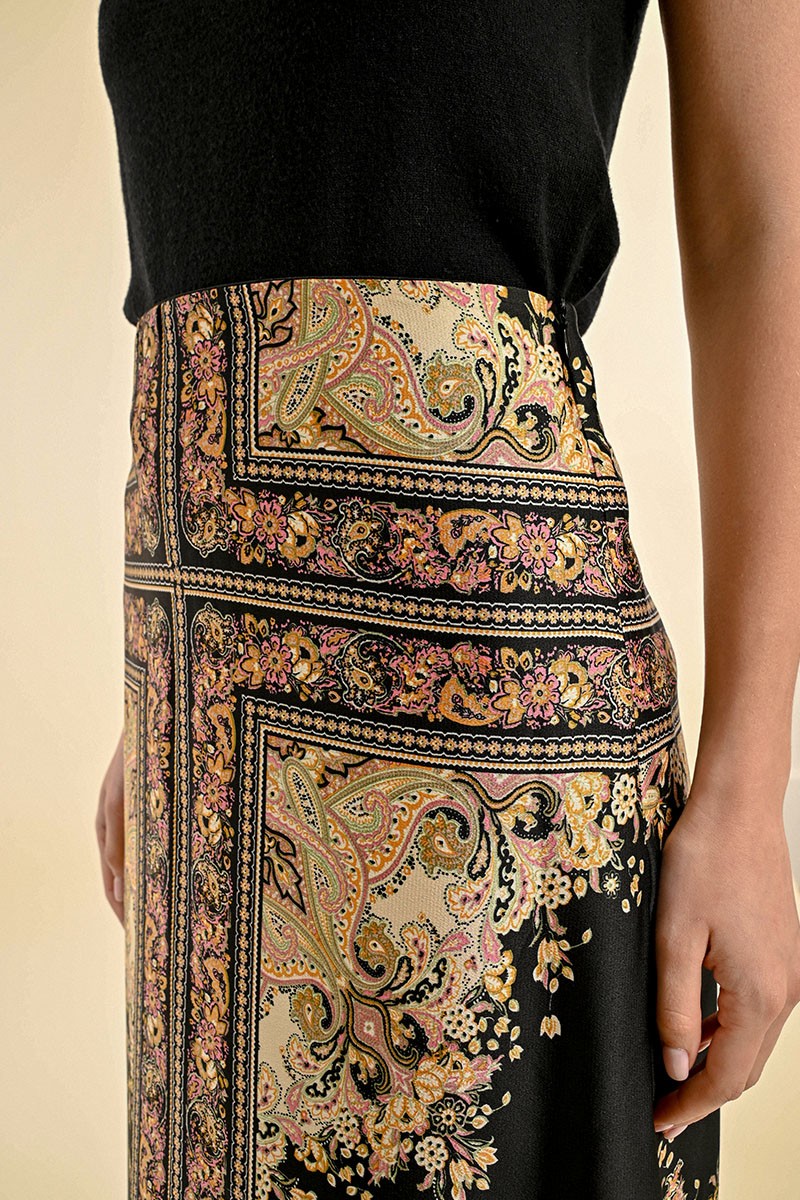 Molly Bracken High Waisted Printed Long Skirt