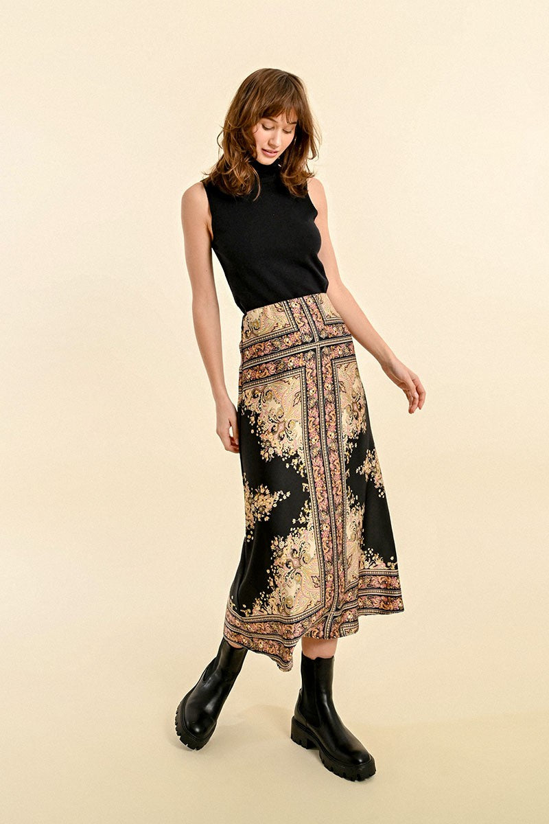 Black and gold high waisted skirt hotsell