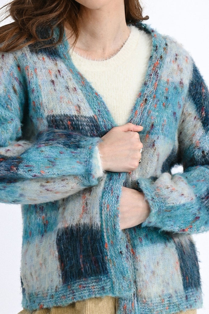 Molly Bracken Ice Blue Fluffy Loose Fit Knit Cardigan