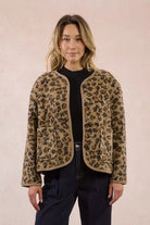 Front view of Molly Bracken leopard print oversized jacket
