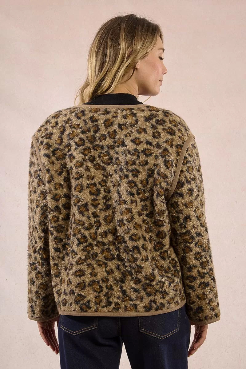 Back view of Molly Bracken faux-fur animal print jacket