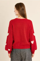 Molly Bracken red heart knit cardigan back view