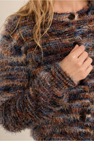Molly Bracken brushed stripe cardigan soft knit texture close-up