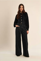 Molly Bracken black heart button knit cardigan front view