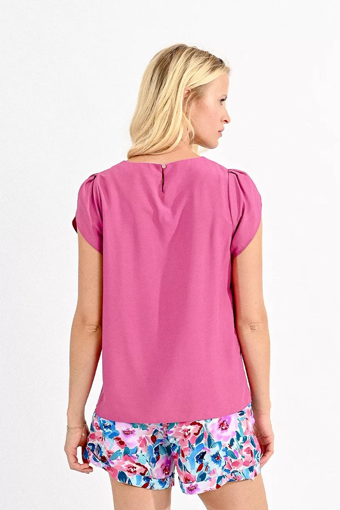 Molly Bracken Short Tulip Sleeve Top From The Back