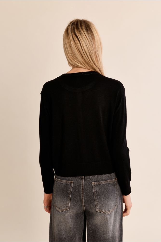 Molly Bracken black stone embellished cardigan back view