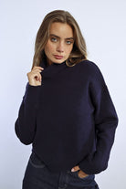 Molly Bracken Navy Polo Neck Jumper